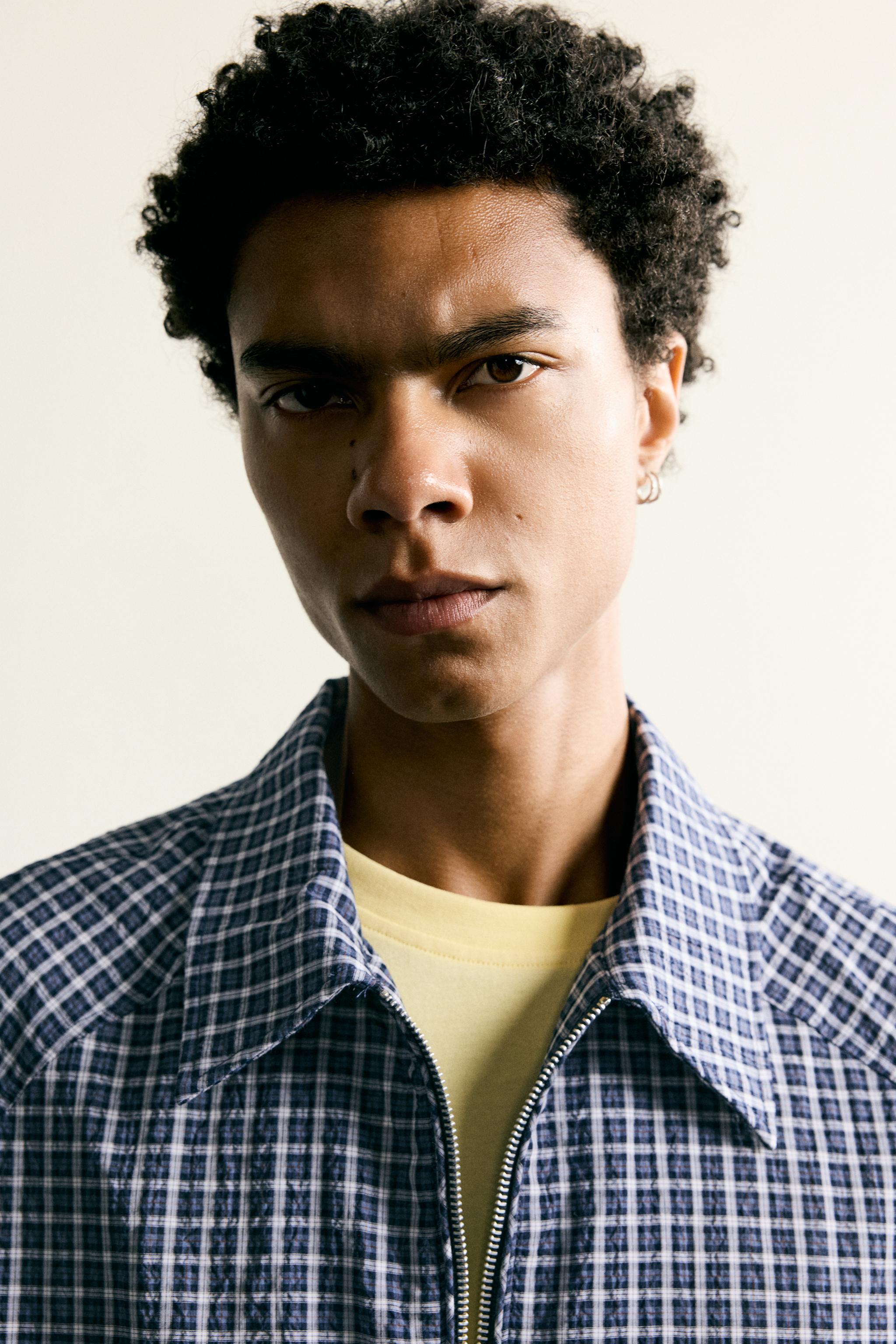 TEXTURED PLAID OVERSHIRT